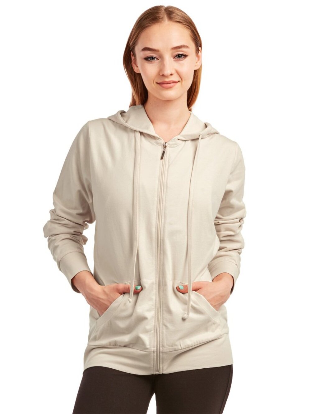 $10 SALE Women's Cotton Blend Lightweight Zip Up Hoodie Sweater HDC7000 Oat